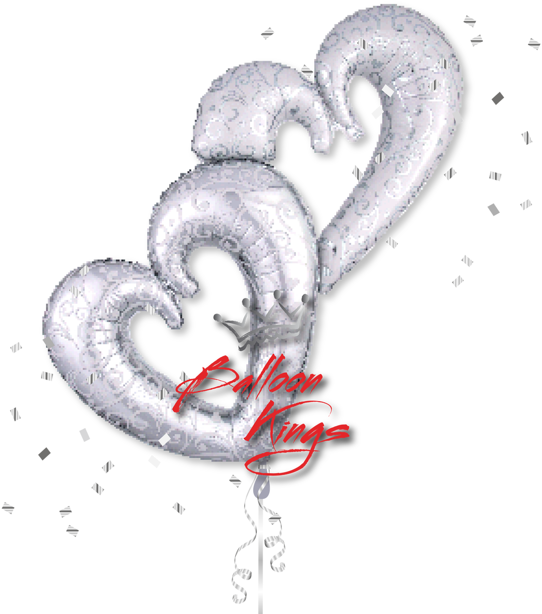 Interlocking Silver Hearts (1280x1280), Png Download