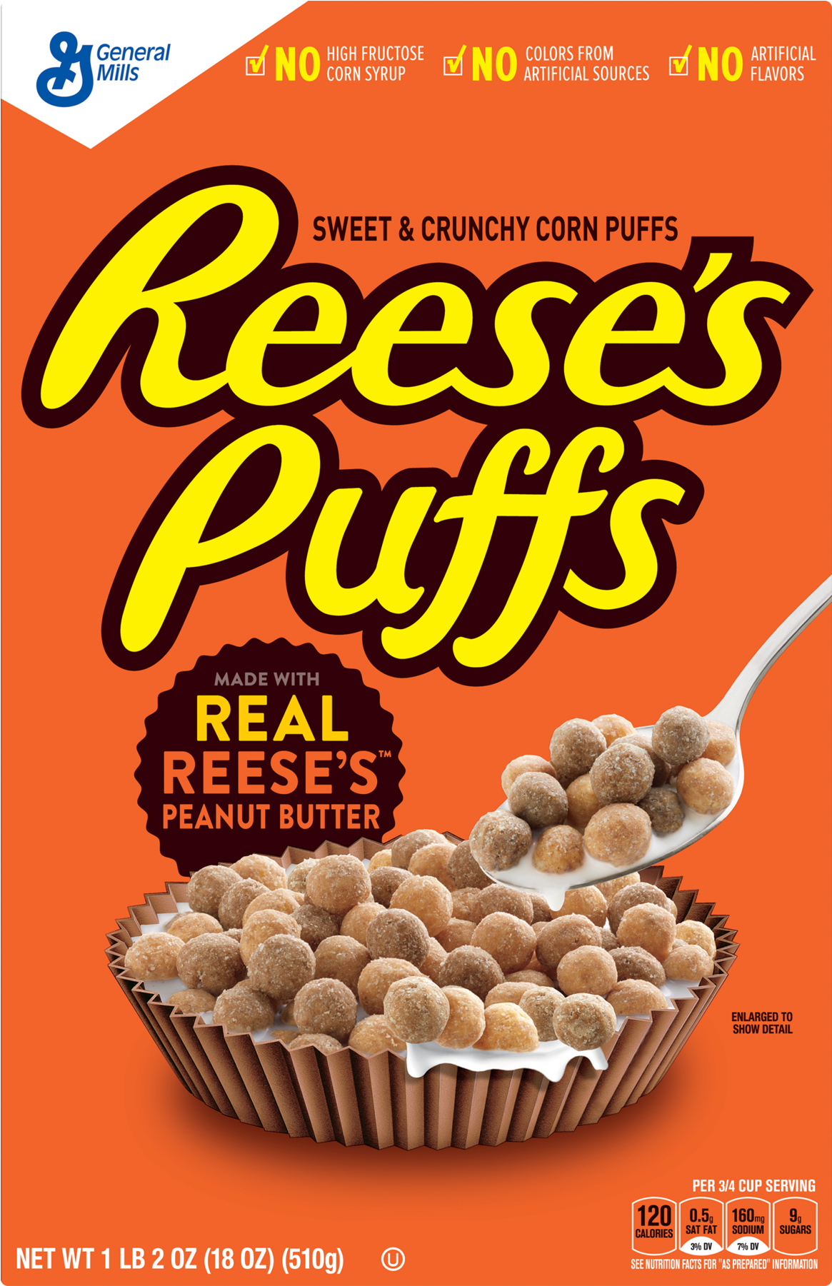 Reese's Peanut Butter Puffs Breakfast Cereal, 18 Oz (1800x1800), Png Download