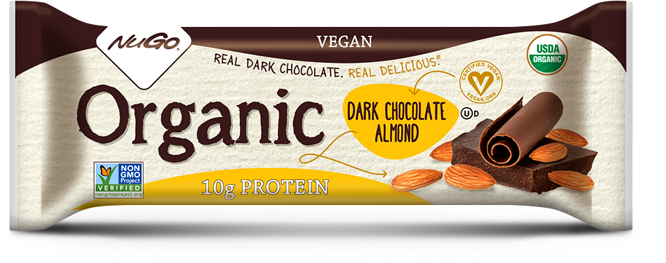 Nugo Nutrition - Organic Bar Dark Chocolate Almond (1000x419), Png Download