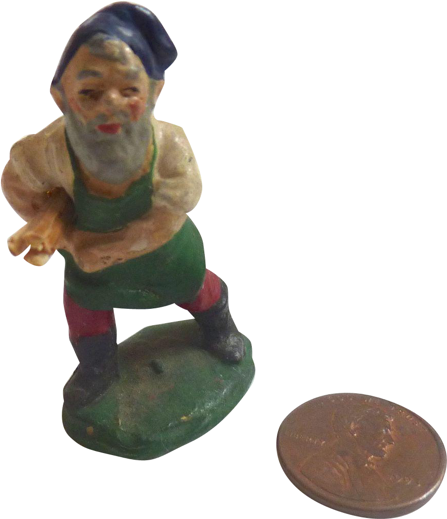 Antique 1900 German Erzgebirge Putz Santa's Elf Gnome - Sitting (1014x1014), Png Download