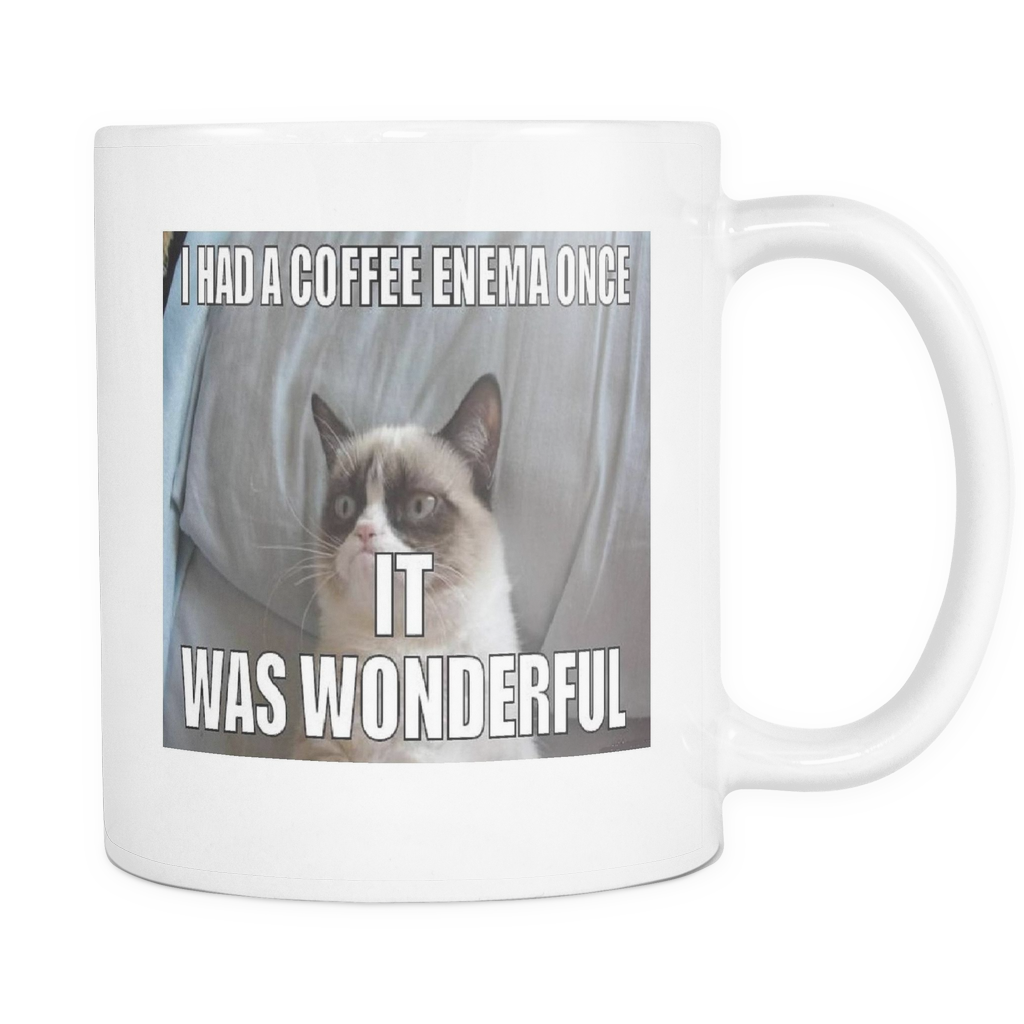 Coffee Enema Cat Meme Double Sided Coffee 11 Ounce - Tard Animals Cats Art Print Mouse Pad Anti-slip Round (1024x1024), Png Download