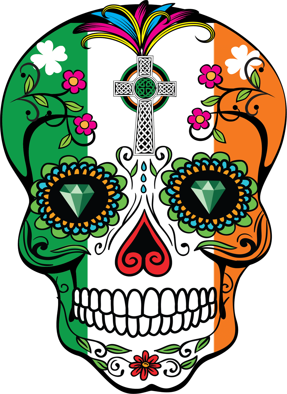 Image Royalty Free Library Sugar Skulls And The Flag - Calavera (1000x1373), Png Download
