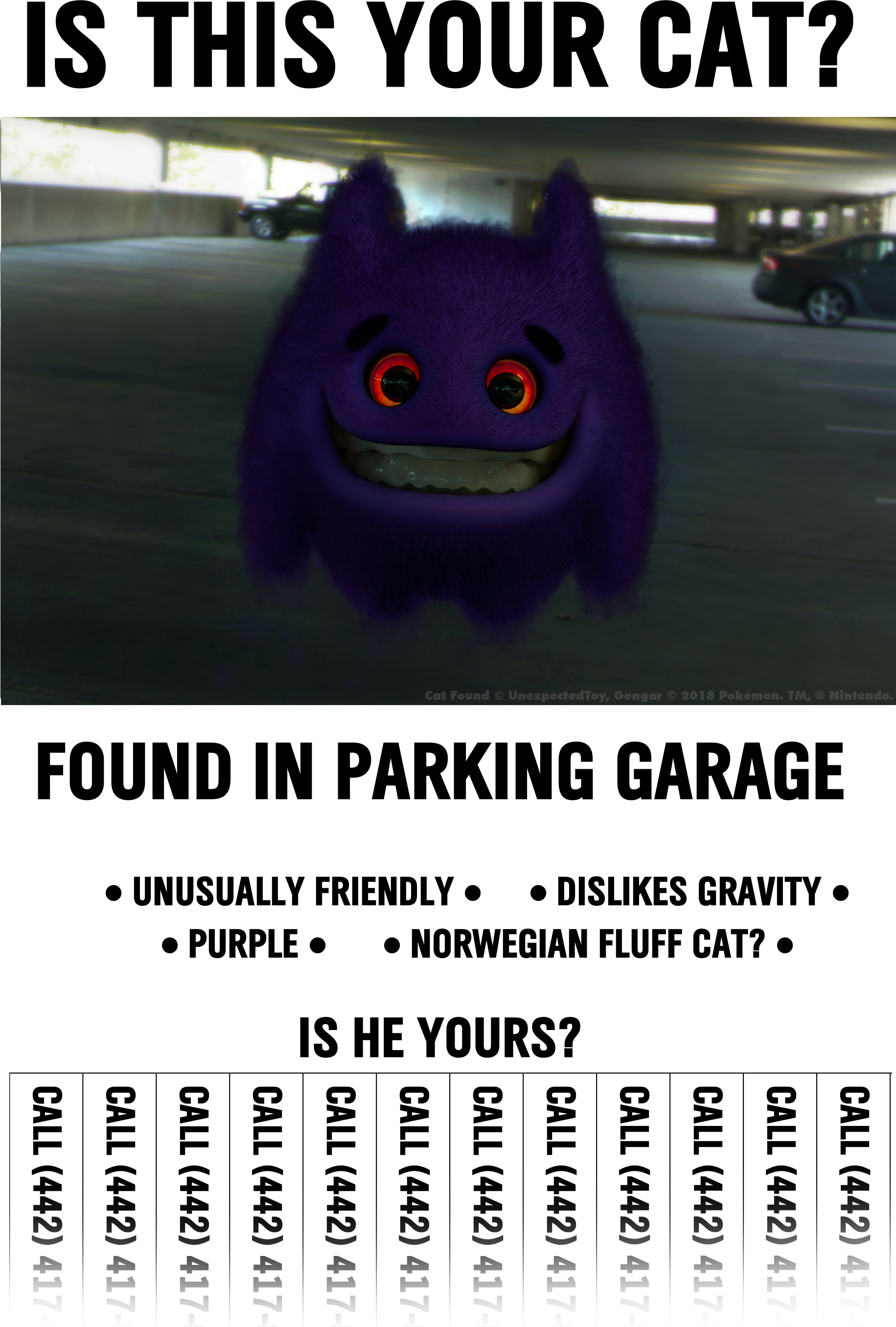 Cat Found Cunexpectedtoy, Gengar Ⓒ 2018 Pokémon (1831x2712), Png Download