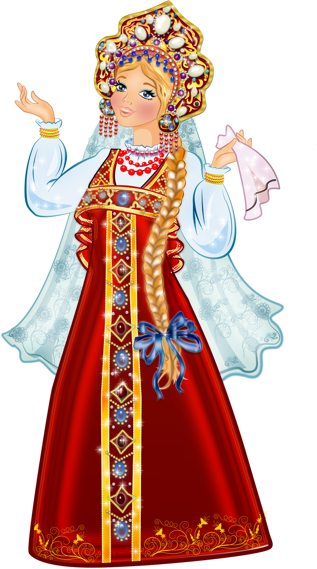 Russian Traditonal Clothing - Русская Красавица Рисунок (1200x1983), Png Download