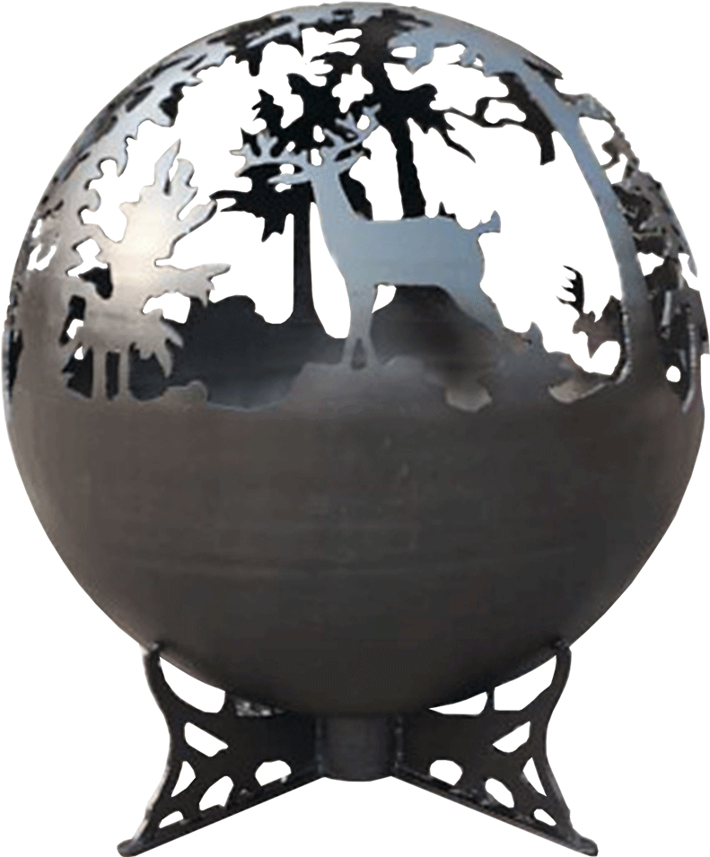 Deer Fire Globe Black Painted Steel - British Ironwork Centre Forest Design Fire Bowl (1000x1000), Png Download
