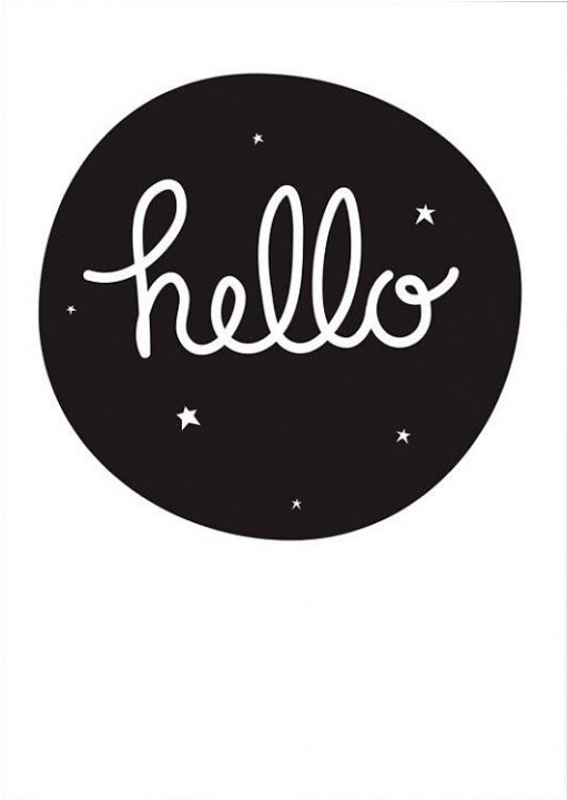 A Little Lovely Company Poster Hello - Little Lovely Company Hello Poster Schwarz Weiss 50x70 (960x720), Png Download