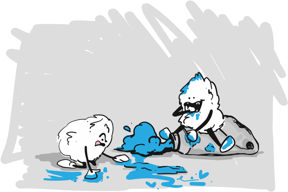 Cottonball Monsters Eat Paint-01 (1000x671), Png Download