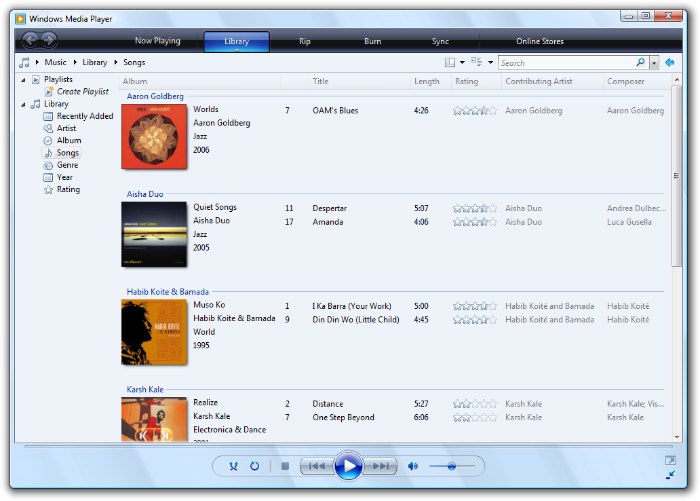 ويندوز ميديا بلاير 11 فيستا - Windows Media Player 11 (700x501), Png Download