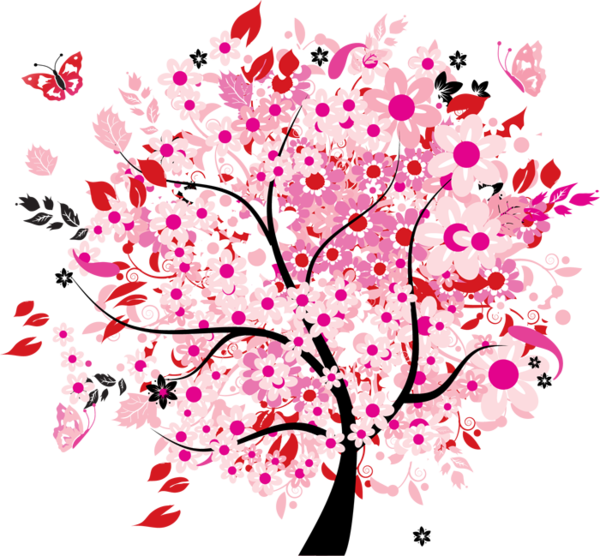 Art Wall Kids, Phone Holder, Tree Of Life, Wall Art - Pink Tree Full Wall Mural Size: Mini (600x556), Png Download