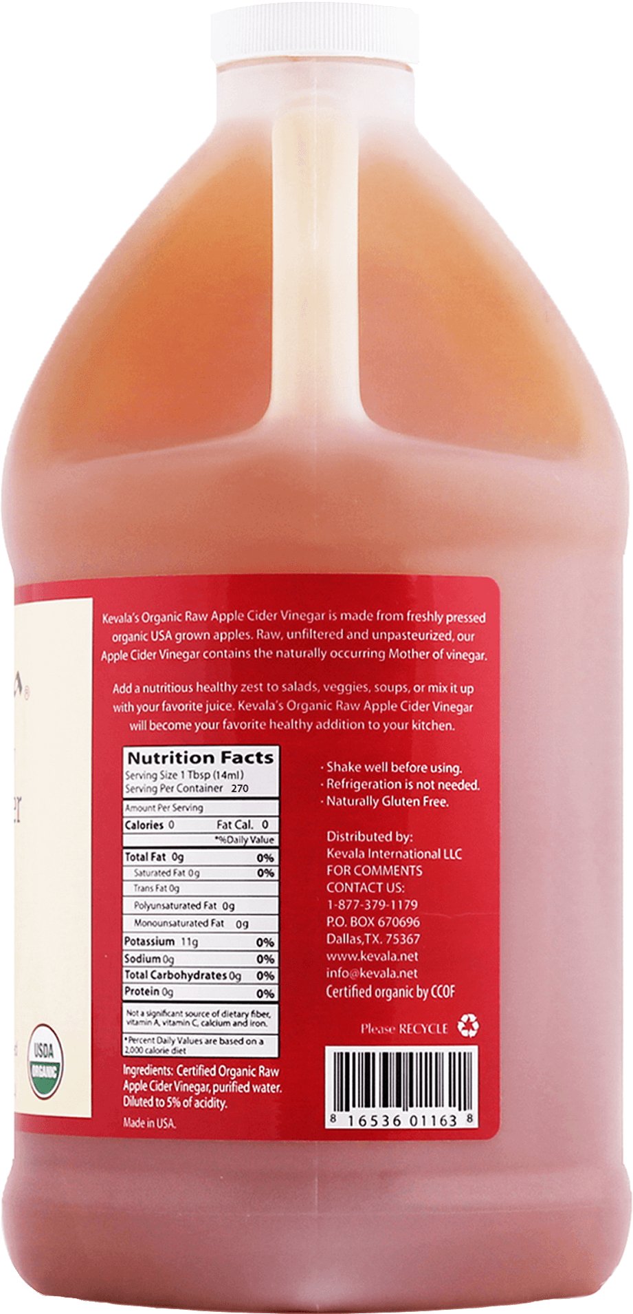 Buy Online Organic Apple Cider Vinegar Kevala Black - Kevala - Organic Raw Apple Cider Vinegar - 64 Fl. Oz. (2048x2048), Png Download