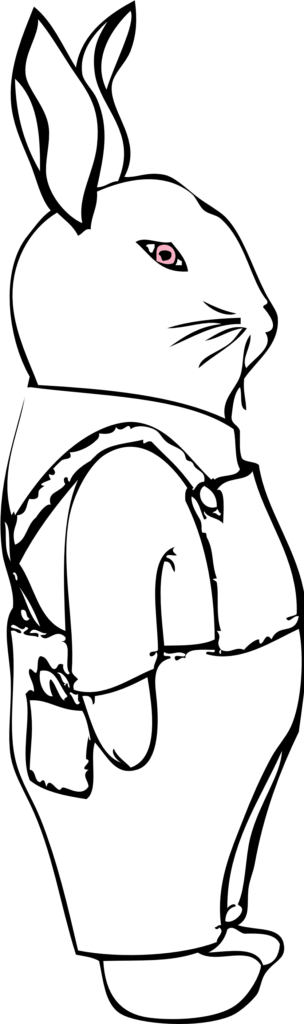Bunny In Overalls Black White Line Art 999px 212 - Rabbit (999x3331), Png Download