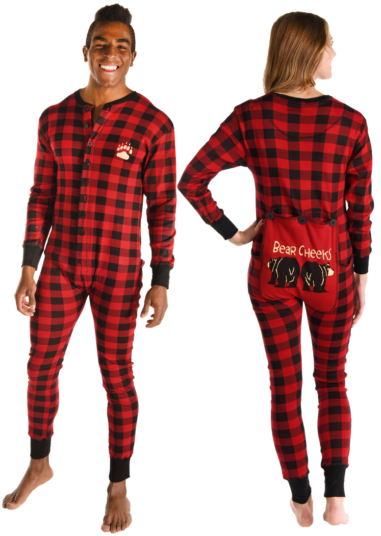 Bear Cheek Plaid - Black And Red Checkered Pajamas (863x1050), Png Download