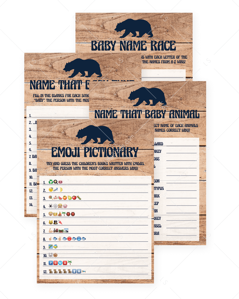 Woodland Baby Shower Games Bundle By Littlesizzle - Baby Shower (819x1024), Png Download
