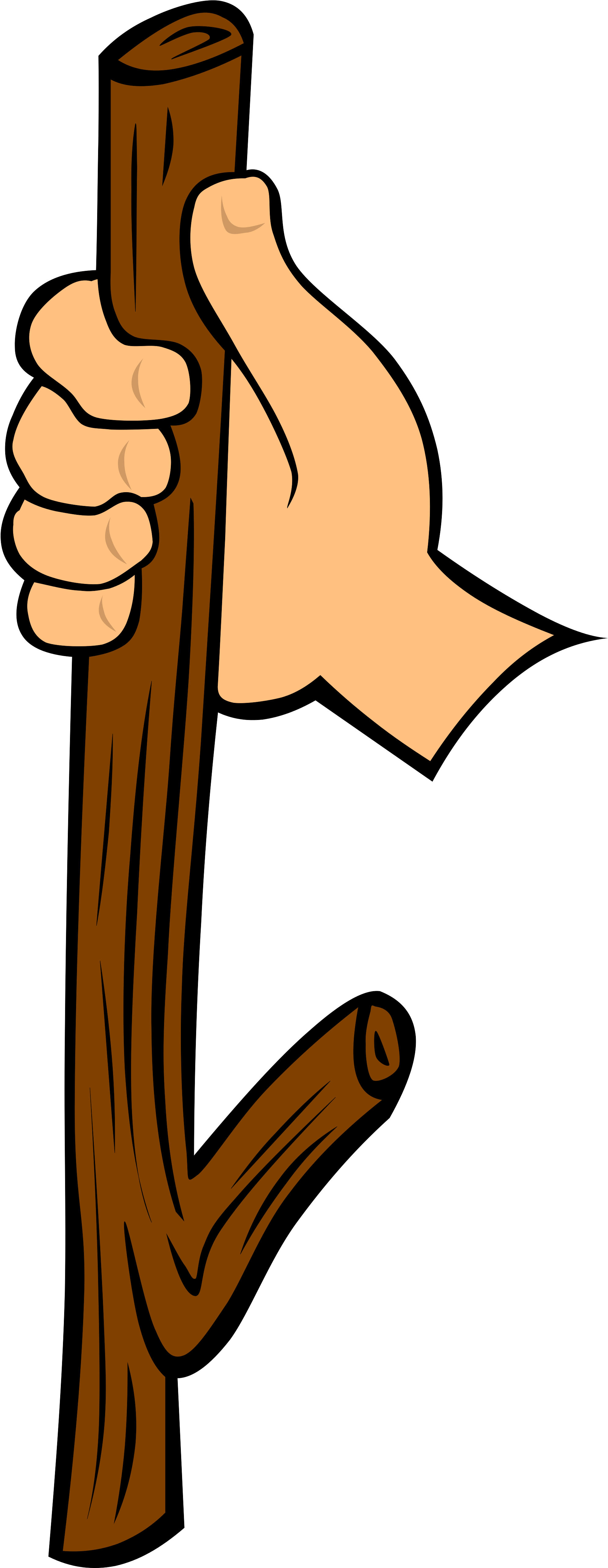 Open - Hand With Stick Clip Art (2000x5128), Png Download