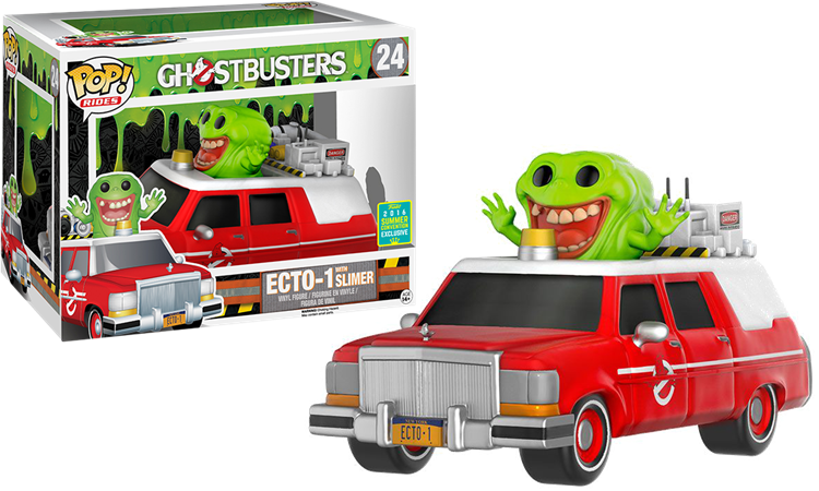 Funko Pop Ghostbusters Ecto 1 Red With Slimer Exclusive (750x450), Png Download