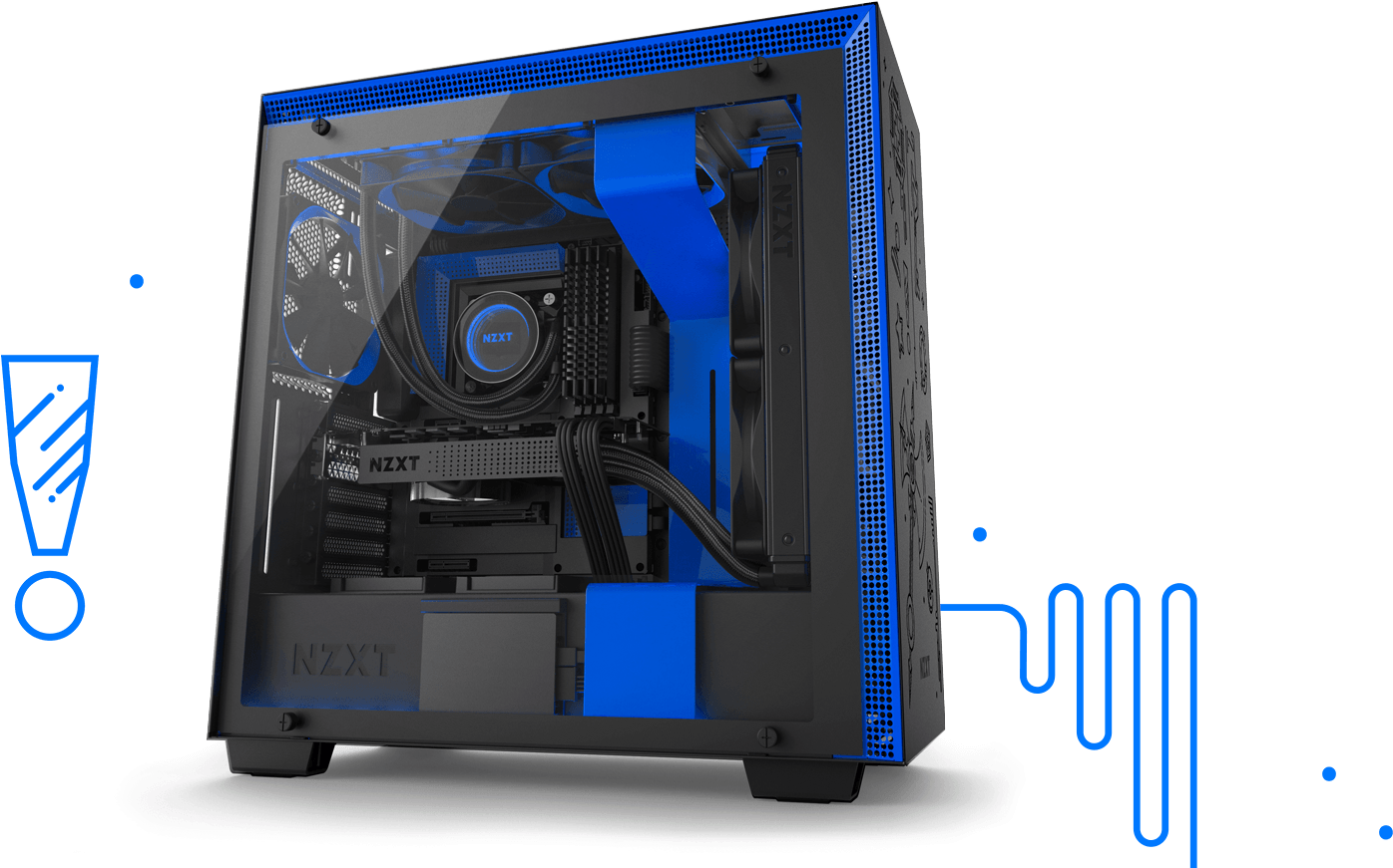 In Celebration Of The New Year Nzxt And Dbh Are Teaming - Nzxt H700i Matte Black/red Smart Mid Tower Case (1600x881), Png Download