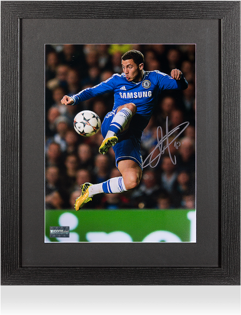 Eden Hazard Signed Chelsea Photo In Black Wooden Frame (650x665), Png Download