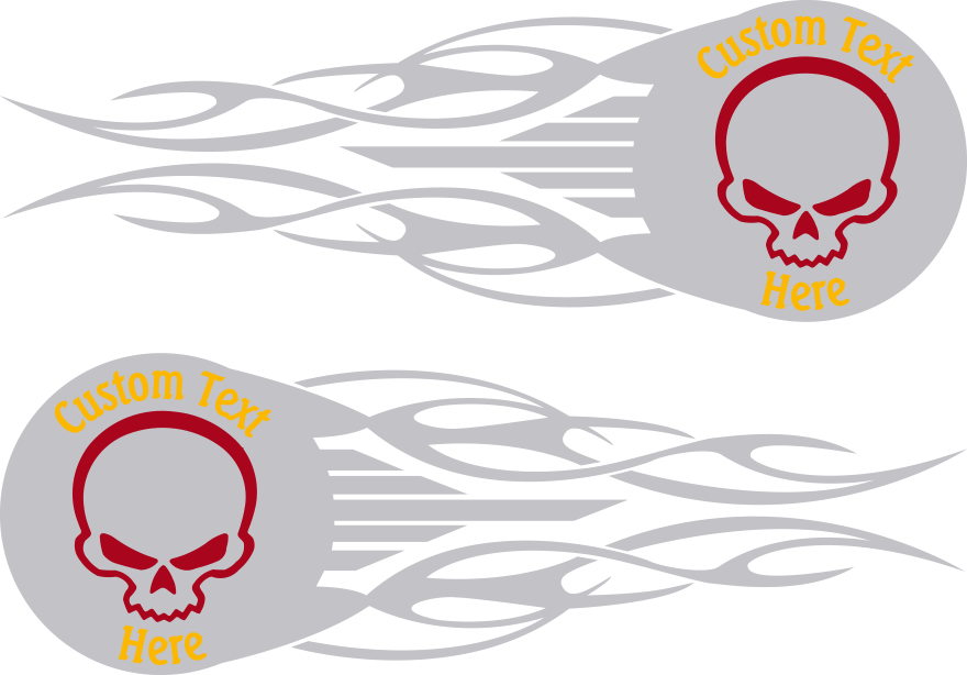 Motorcycle Flaming Skull Badge Gas Tank Decals - Motorcycle (880x614), Png Download