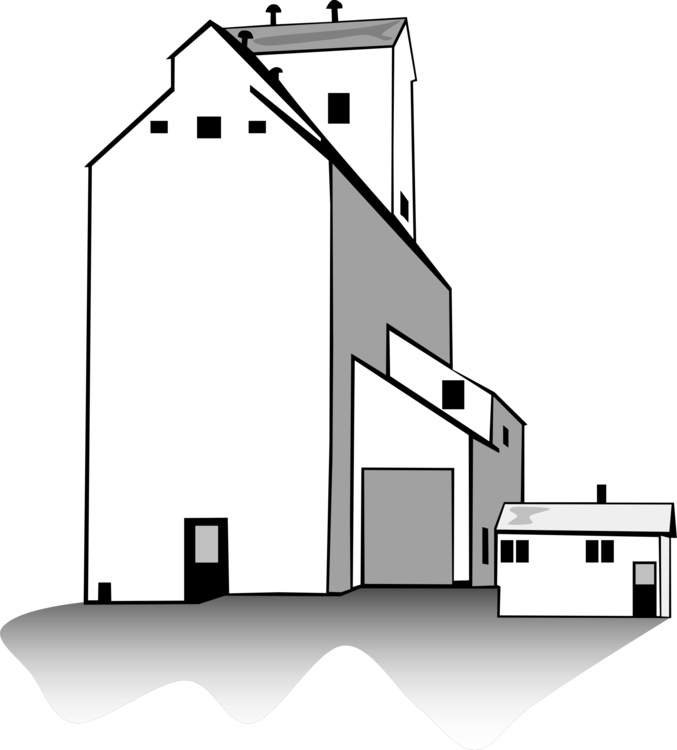 Silo Grain Elevator Building - Grain Elevator Clip Art (677x750), Png Download