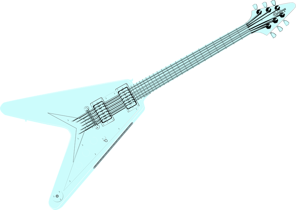 Guitar Clipart Teal - Electric Guitar (960x682), Png Download