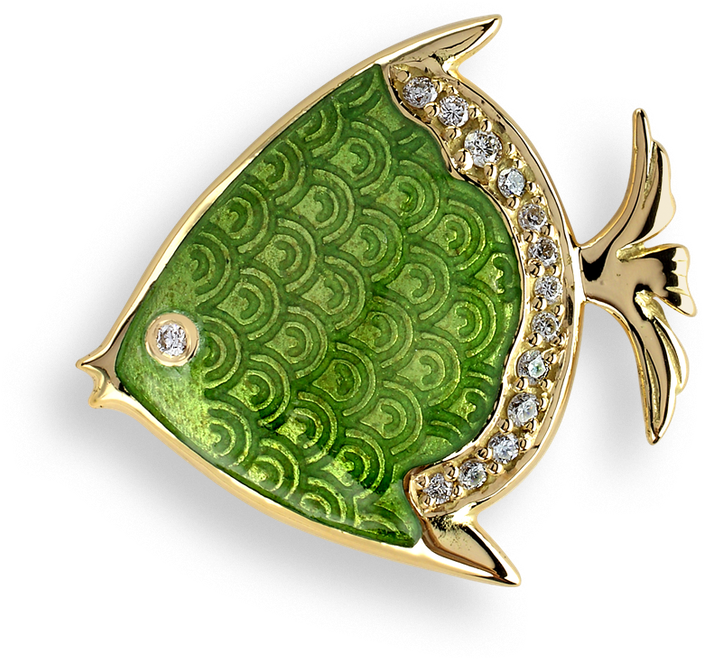 Nicole Barr Designs 18 Karat Gold Fish Lapel Pin-green - Coin Purse (800x800), Png Download