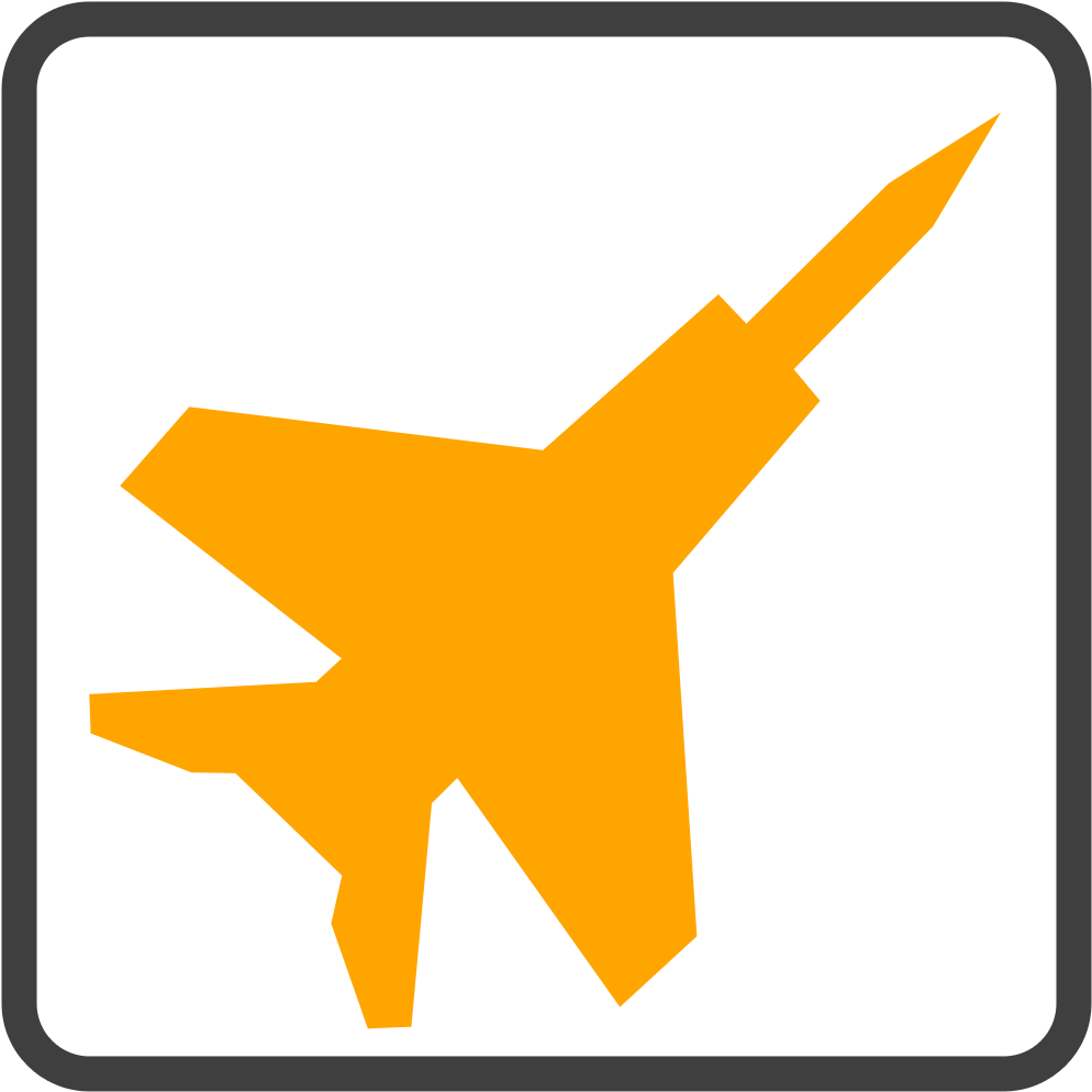 Fighter Jet Orange Icon - Jet Black & White (1024x1024), Png Download