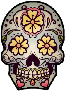 Sugar Skull Temporary Tattoo - Day Of The Dead (500x364), Png Download