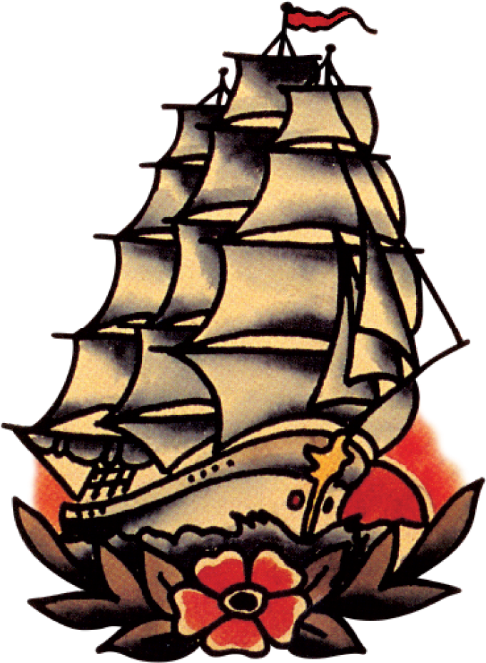 Sailor Jerry Tattoos - Traditional Ship Tattoo Sailor Jerry (1200x1006), Png Download