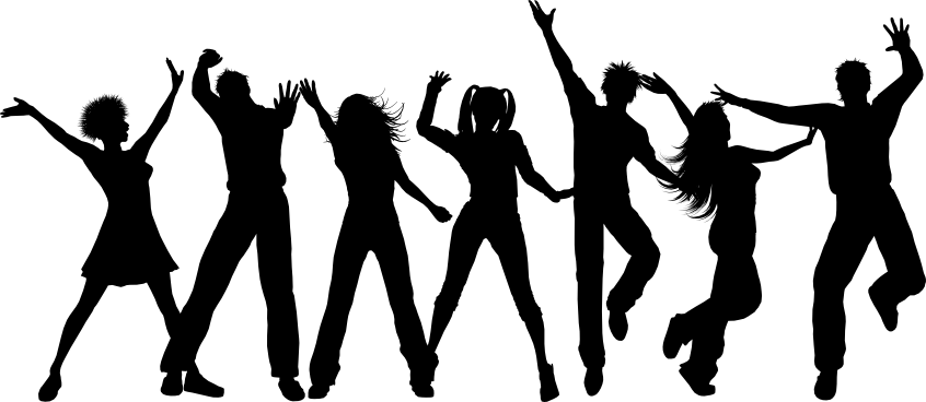Party Crowd Silhouette Png Download - Party People Silhouette Png (846x368), Png Download