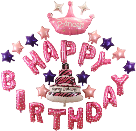 Happy Birthday Girl Princess Balloon Party Set - Happy Birthday Images Girl (530x530), Png Download