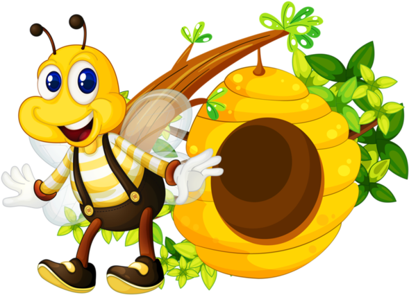 Buzzy Bumble Bees Clipart Cute Bee Honey Comb Bee Hive - Honey Bee Clipart Png (600x447), Png Download