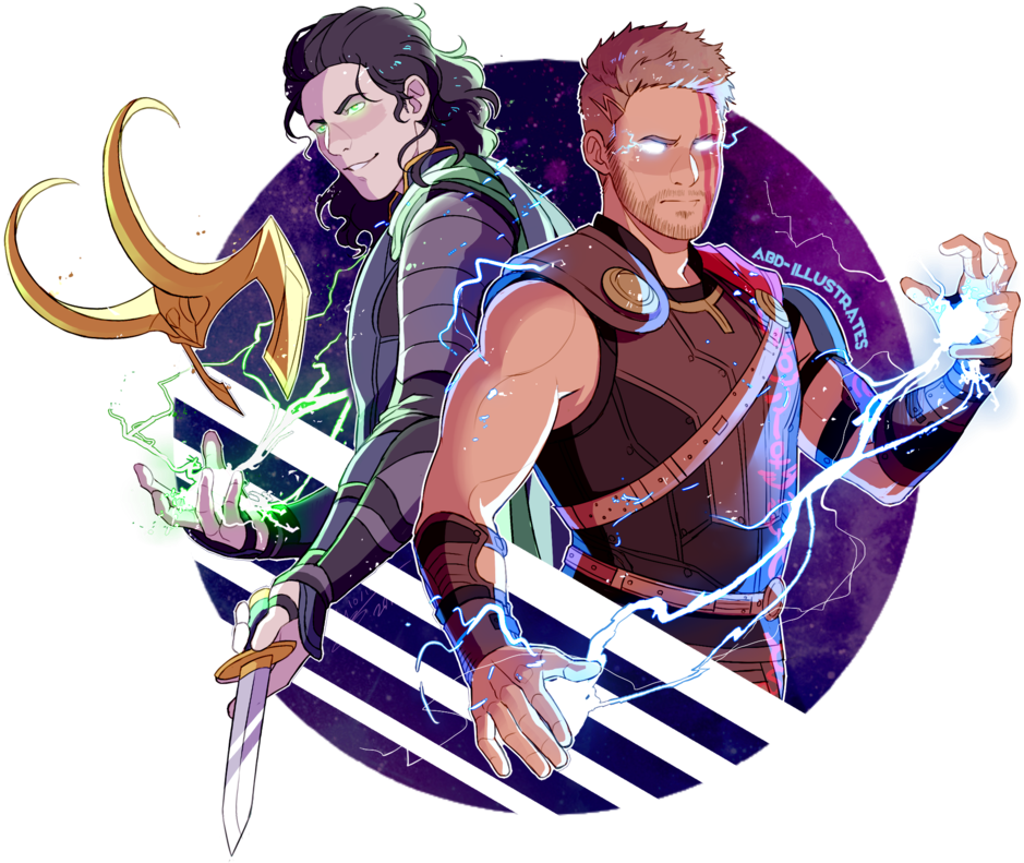 Thor Ragnarok - Thor And Loki And Hela (1024x1024), Png Download