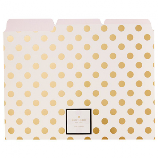 Kate Spade New York File Folders, Gold Dots - Kate Spade Gold Foil Dots File Folders Set Of 6 (540x800), Png Download