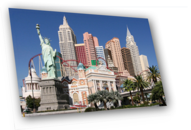 New York New York Las Vegas - Skyline Von Las Vegas, Nevada Kasino-postkarte Postkarte (645x425), Png Download