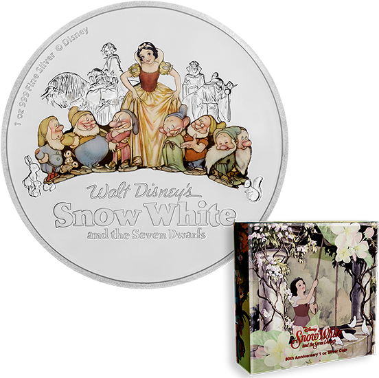 Pure Silver Coin - Disney Snow White 80th Anniversary (570x570), Png Download