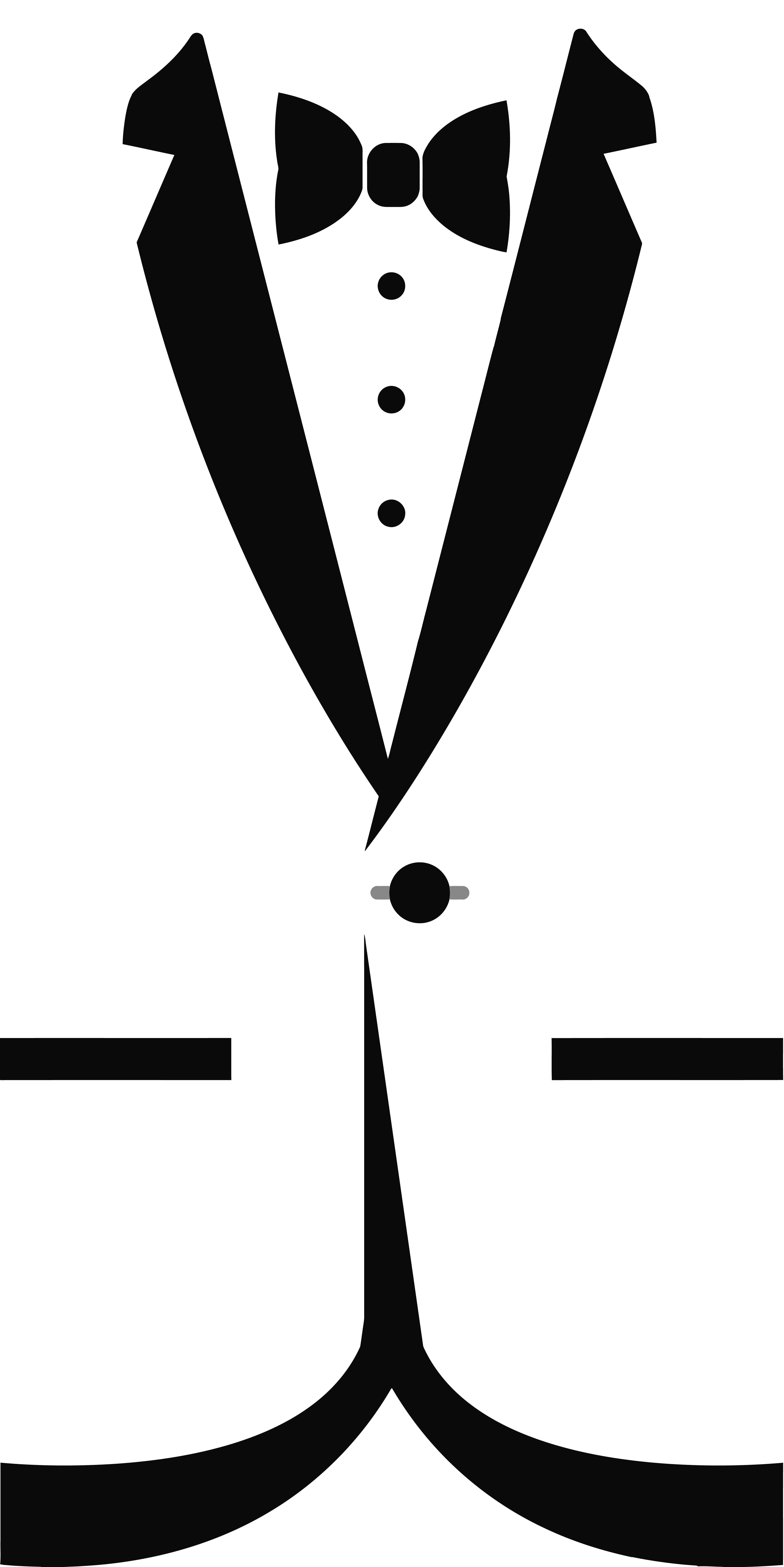 Free Clipart Of A Black And White Formal Bow Tie And - Black And White Tuxedo Png (4000x7991), Png Download
