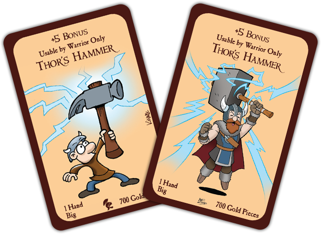 Thor's Hammer Card By John Kovalic And Mike Luckas - Munchkin Legends (660x481), Png Download