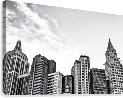 Modern Buildings At Las Vegas, Usa In Black And White - New York-new York Hotel & Casino (429x344), Png Download