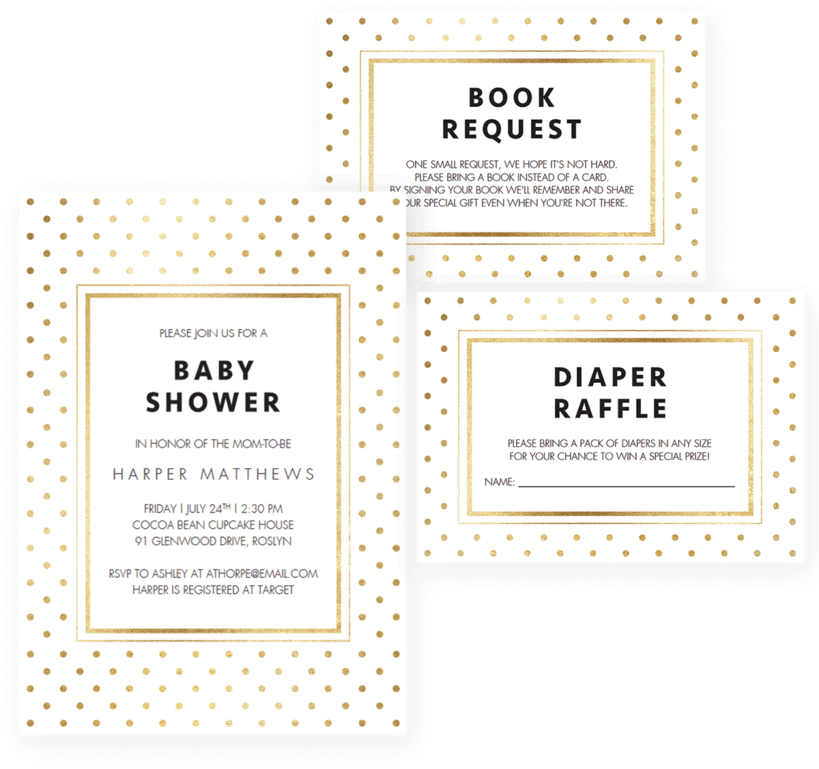 Gold Invitation Templates For Baby Shower Gender Neutral - Paper (819x1024), Png Download