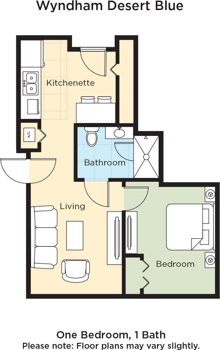 1 Bedroom - Wyndham Desert Blue One Bedroom Delux (720x1120), Png Download