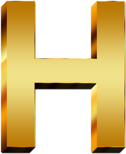 Letter H Png - Letra H Dourada Png (640x640), Png Download