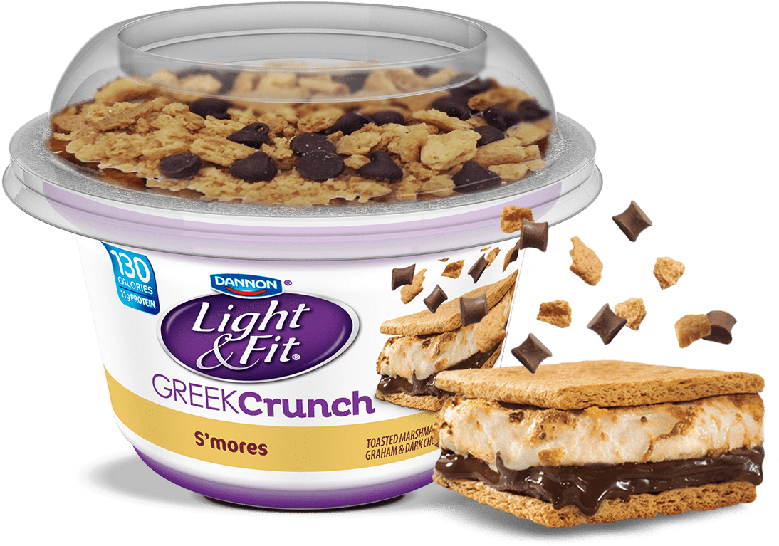S'mores Nonfat Greek Yogurt Crunch - Light & Fit Light & Fit Yogurt, Nonfat, & (1140x810), Png Download