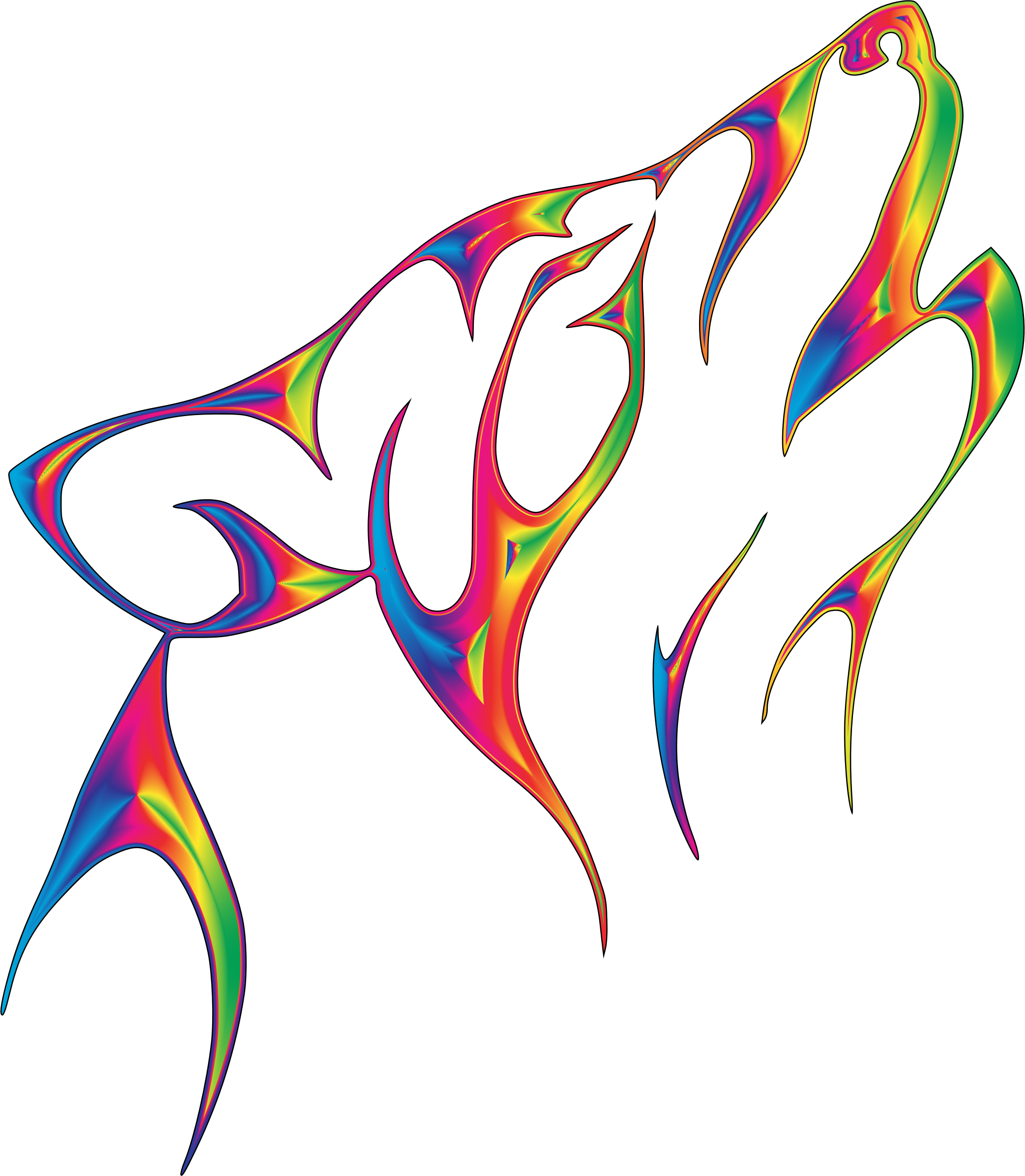 Flame Tribal Wolf No Background (2044x2346), Png Download