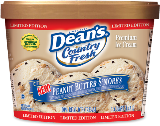 Dean's Country Fresh Premium Peanut Butter S'mores - Country Fresh Ice Cream, Premium, Brownie Moose Tracks (547x900), Png Download