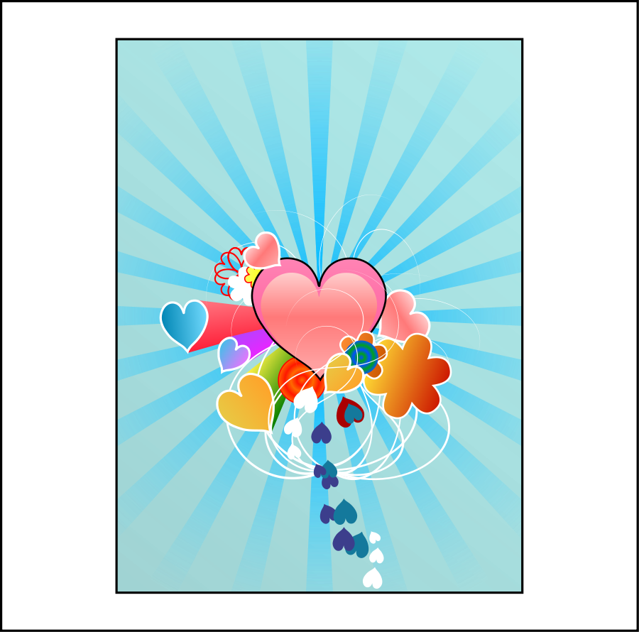 How To Set Use Hearts With Blue Rays Icon Png (900x890), Png Download