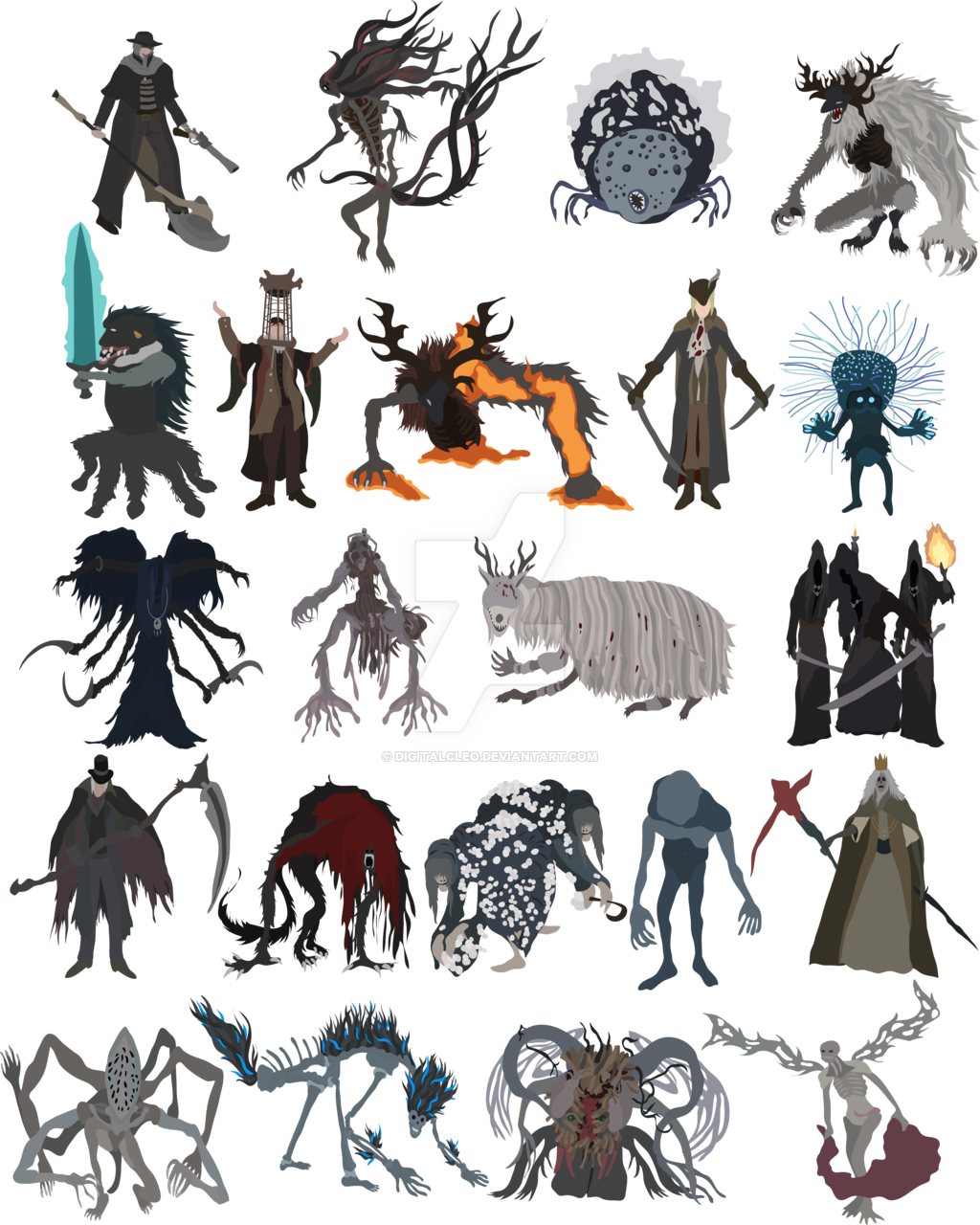 Bloodborne Bosses By Digitalcleo Deviantart Com On - Bloodborne Bosses (1024x1280), Png Download