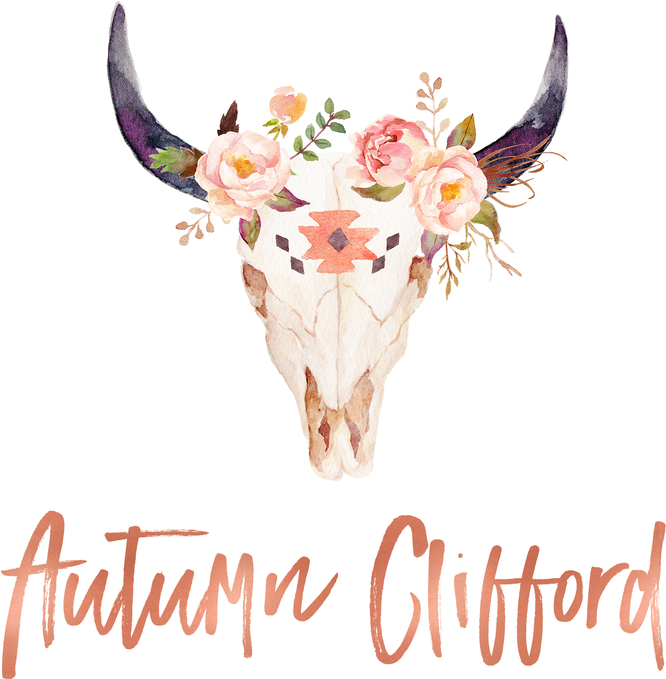 Autumn Clifford Fondos Pinterest Dorm Wall Art - Longhorn Skull With Flowers (1696x1696), Png Download