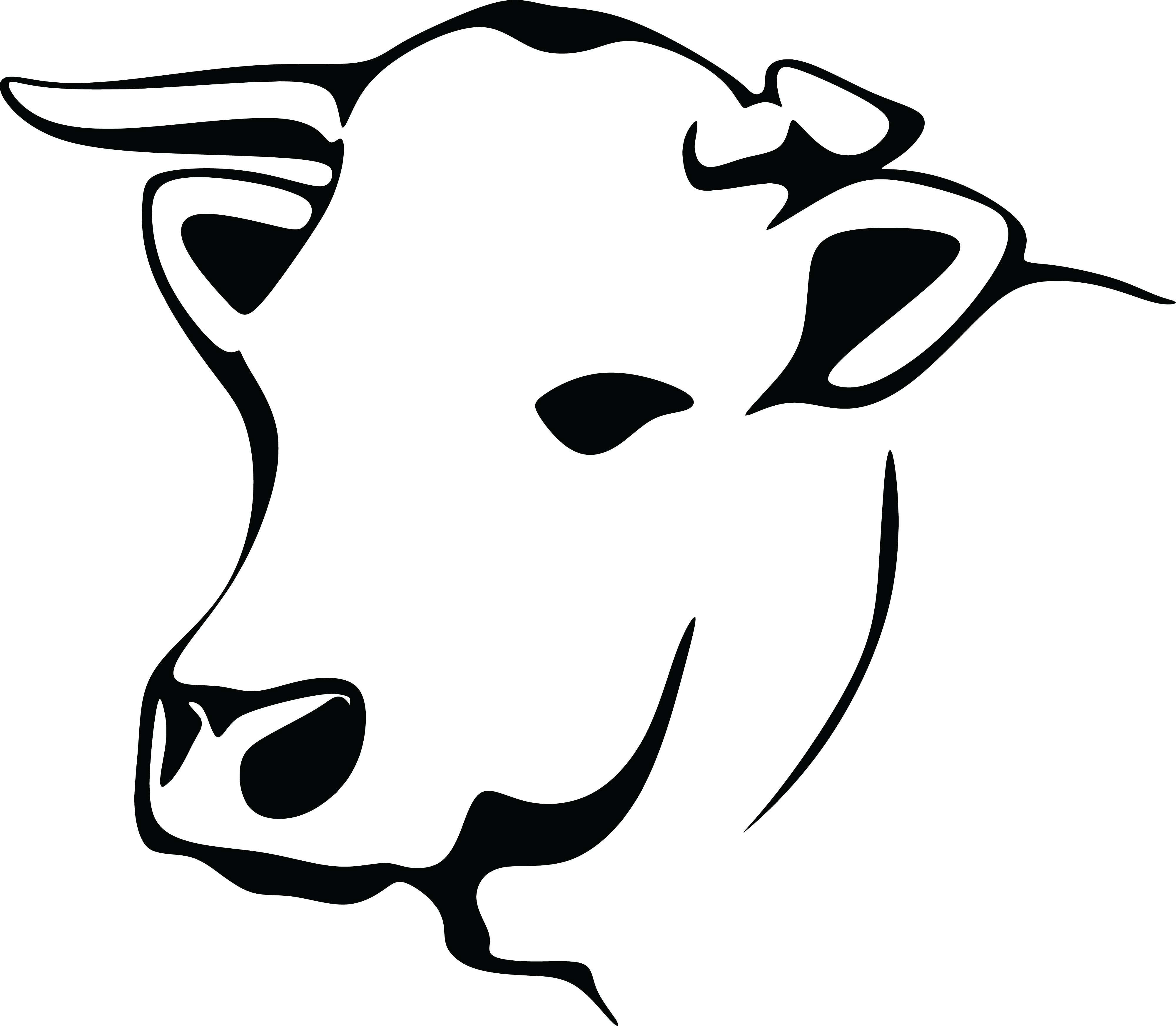 Free Clipart Of A Black And White Cow - Black And White Cow Png (4000x3488), Png Download