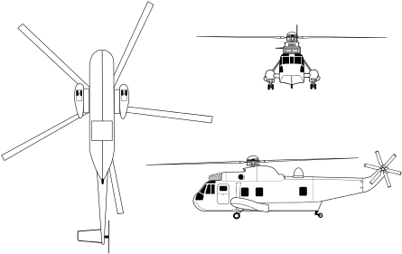 Orthographically Projected Diagram Of The Sh-3 Sea - Sikorsky S 61a 4 Diagram (450x302), Png Download