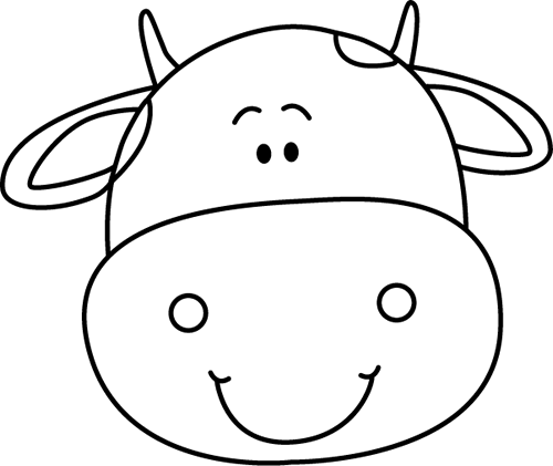 Clip Library Download Black And White Cow Head Patterns - Cow Head Clip Art (500x421), Png Download